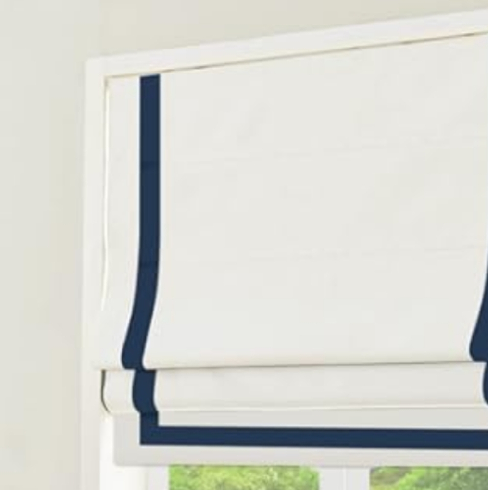 NEW Pottery Barn Grosgrain Cordless Roman Shade White/Ink 32"x64" *No Hardware*